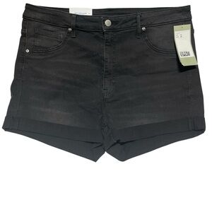 H&M Black Jean Shorts with Cuffed Hem
